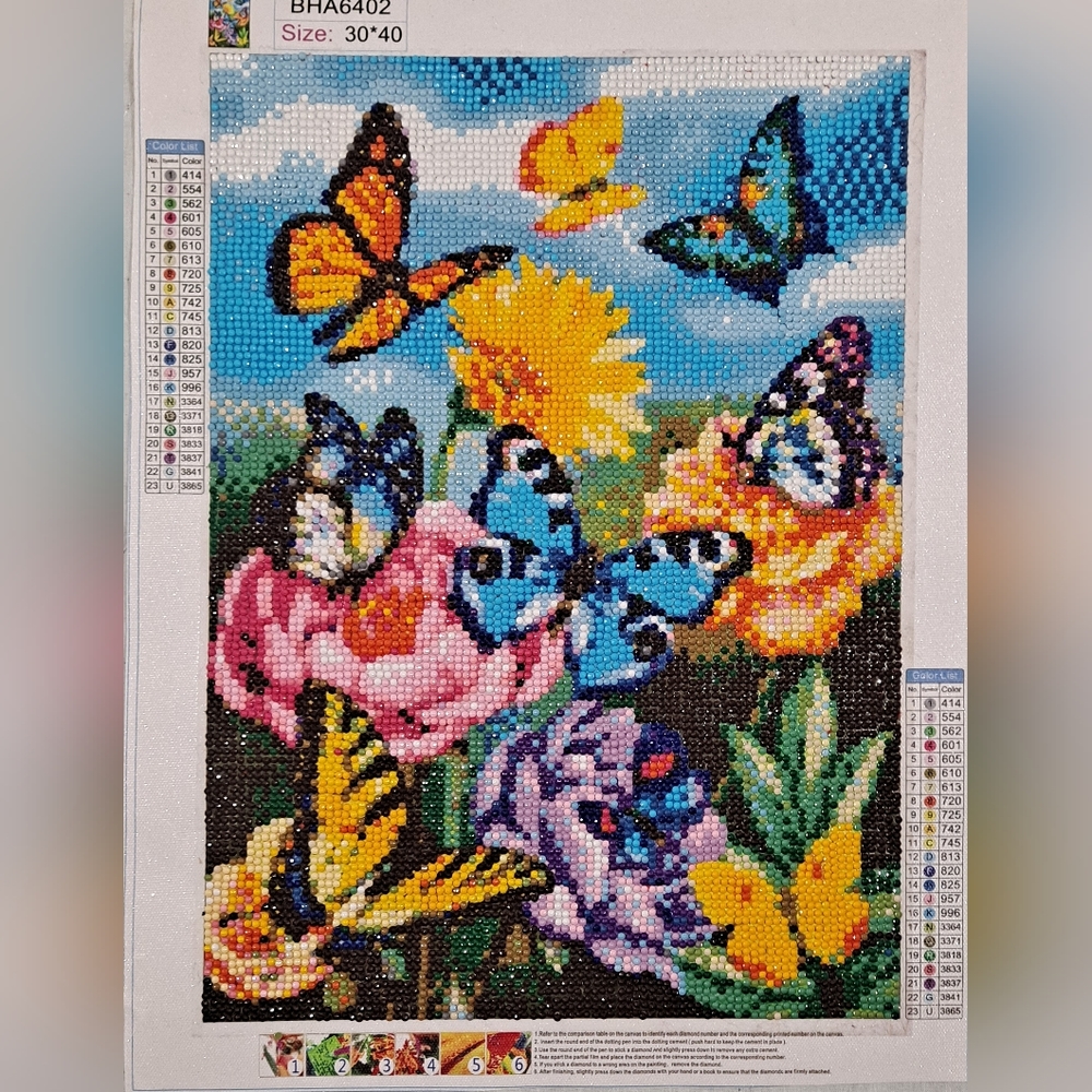 Beautiful Butterflies "Completed" Diamond Art Picture "Frame Not Included" Decor